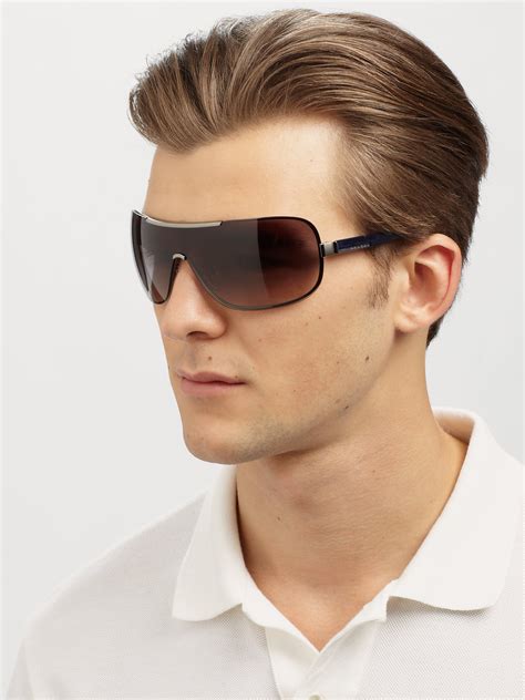 prada oversized shield sunglasses|shield prada sunglasses men.